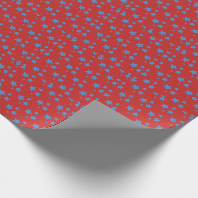 Red Blue Stars Modern design Wrapping Paper (Corner)