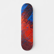 Red Blue Static Grunge Skateboard