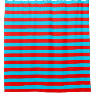 Red Blue Stripes Design Shower Curtain