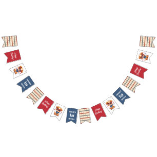 Red Blue Stripes Doggy Party Bunting