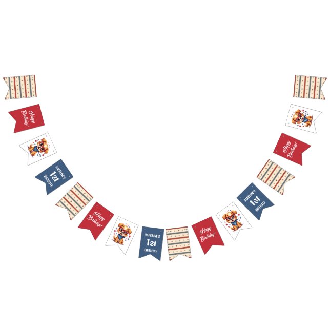 Red Blue Stripes Doggy Party Bunting (All)