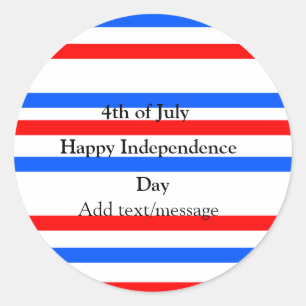 Red blue stripes independence day 4th of July  Classic Round Sticker