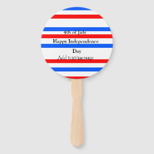 Red blue stripes independence day 4th of July Hand Fan