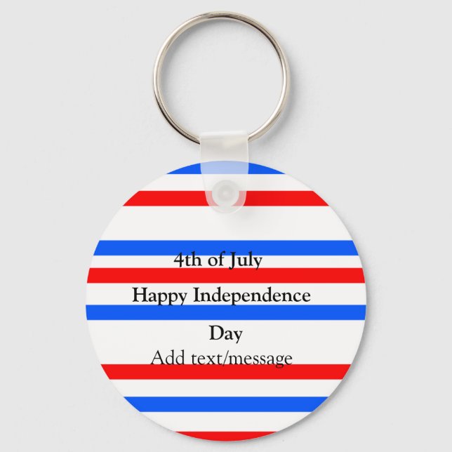 Red blue stripes independence day 4th of July  Key Ring (Front)
