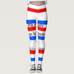 Red blue stripes independence day 4th of July Leggings