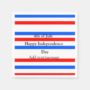 Red blue stripes independence day 4th of July Napkin