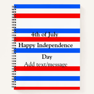 Red blue stripes independence day 4th of July  Notebook
