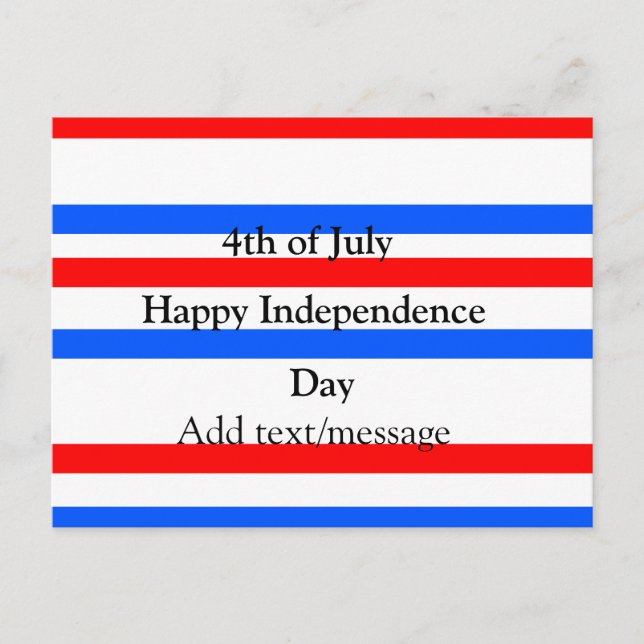 Red blue stripes independence day 4th of July  Postcard (Front)