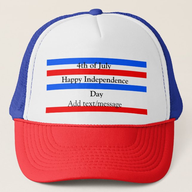 Red blue stripes independence day 4th of July  Trucker Hat (Front)