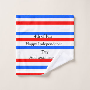 Red blue stripes independence day 4th of July Wash Cloth