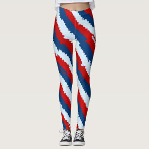 Red Blue Stripes Leggings