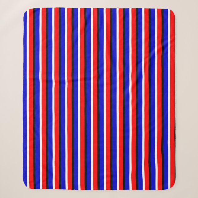 Red Blue Stripes Pattern Design Sherpa Blanket (Front)