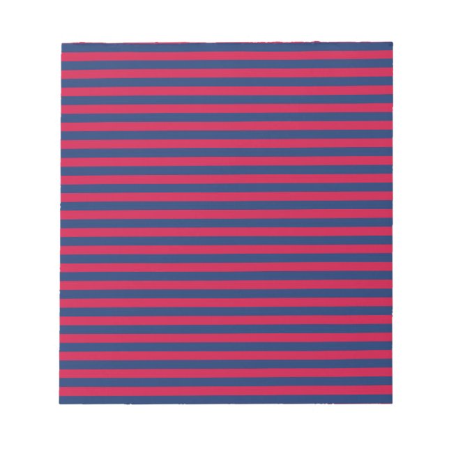 Red Blue Stripes Pattern Notepad (Front)