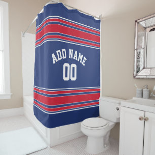 Red Blue Stripes Sports Jersey U can CHANGE COLOR Shower Curtain