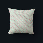 Red Blue Stripes Throw Pillow<br><div class="desc">Chic,  nautical style striped pillow for your beach house decor. Our classic striped throw pillow features diagonal stripes in nautical turquoise blue and muted dark red on a cream ivory background. Coordinates with the joy and love seashell beach Christmas pillows in the shop. Designed for you by Blackberry Boulevard.</div>