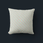 Red Blue Stripes Throw Pillow<br><div class="desc">Chic,  nautical style striped pillow for your beach house decor. Our classic striped throw pillow features diagonal stripes in nautical turquoise blue and muted dark red on a cream ivory background. Coordinates with the joy and love seashell beach Christmas pillows in the shop. Designed for you by Blackberry Boulevard.</div>