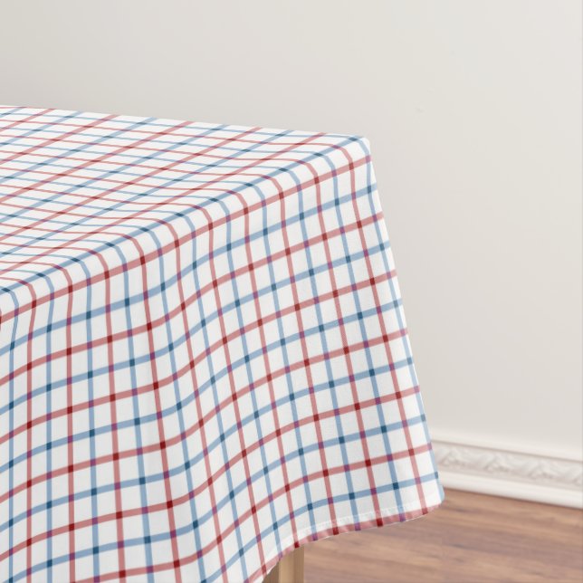Red Blue Tattersall Tablecloth Check Plaid Pattern (In Situ)