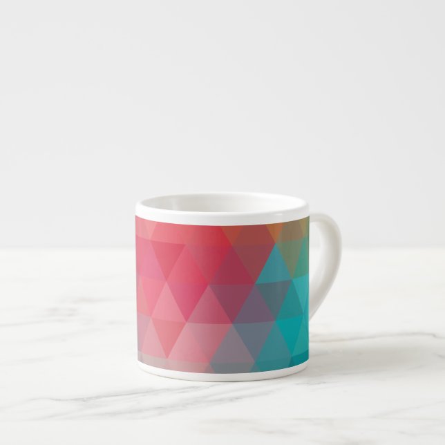 Red Blue Teal Geometric Tiangles Espresso Cup (Front Right)