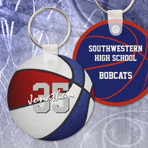 red blue team colours basketball key ring