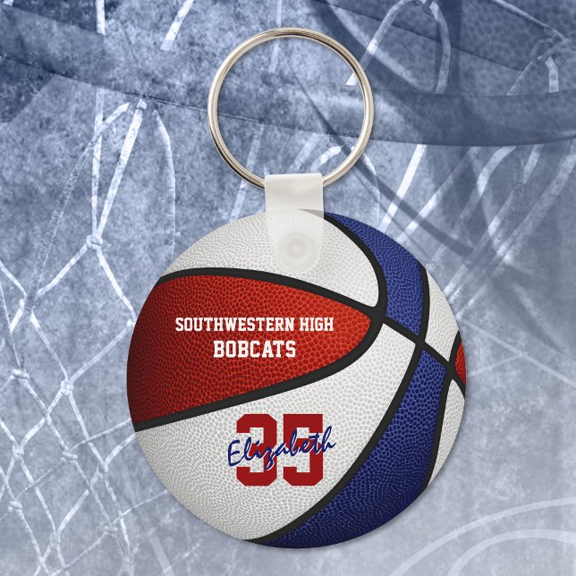 red blue team colours basketball sports gifts key ring (Creator Uploaded)