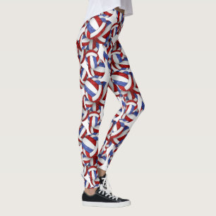 red blue team colours spirit volleyballs pattern leggings