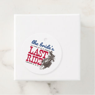 Red & Blue The Bride's Last Ride Favour Tags