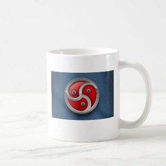 red blue triskellion coffee mug