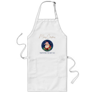 Red Blue Typography Santa Modern Merry Christmas Long Apron