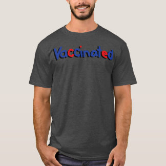Red Blue Vaccinated Typography Shadow T-Shirt