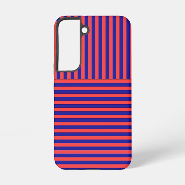 Red Blue Vertical Horizontal Stripes Samsung Galaxy S22 Case (Back)