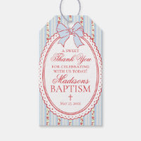 Red & Blue Vintage Fancy Floral Baptism Favors