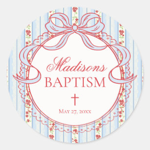 Red & Blue Vintage Fancy Floral Baptism Seal