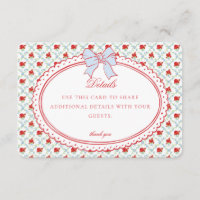 Red & Blue Vintage Fancy Floral Detail Card Invite