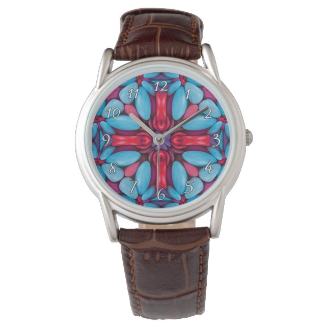 Red & Blue Vintage Kaleidoscope Watch (Front)