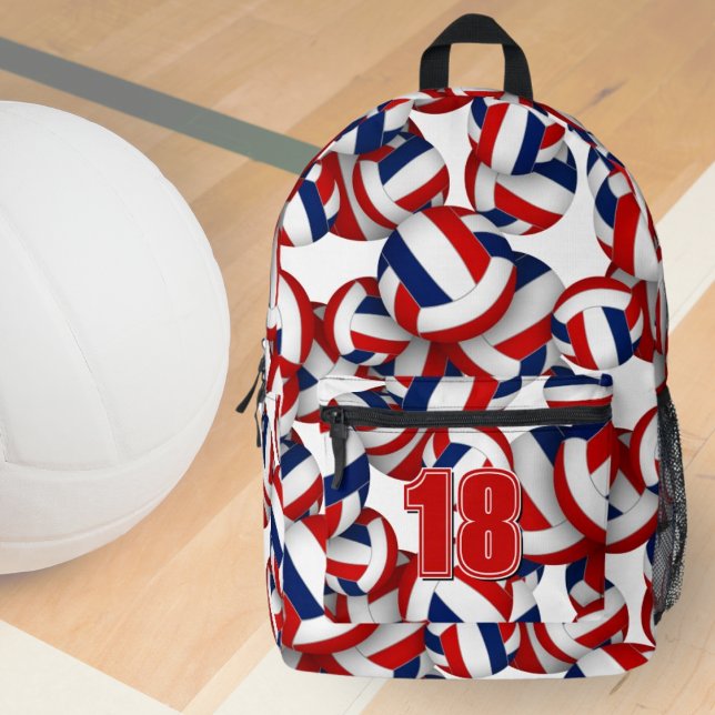 red blue volleyball team colours w player name  printed backpack (Creator Uploaded)