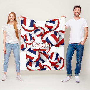 red blue volleyballs girls sports room decor fleece blanket