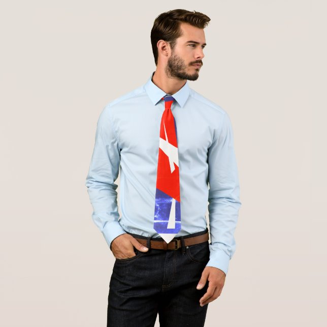 Red Blue White Abstract Art Tie (In Situ)