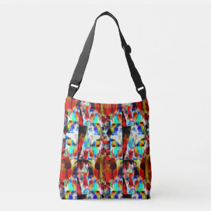 Red Blue White Black Modern Art Abstract Print Crossbody Bag