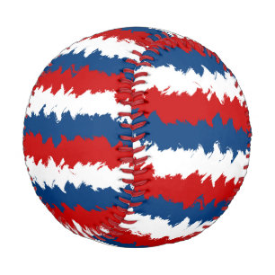 Red Blue White Cool Stripes Baseball
