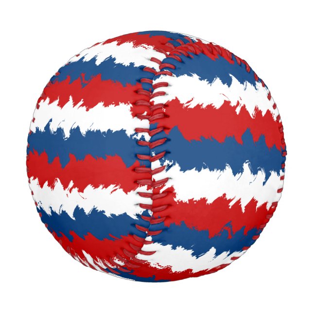 Red Blue White Cool Stripes Baseball (Angled)