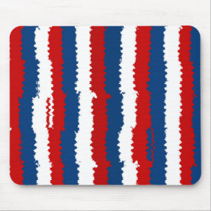 Red Blue White Cool Stripes Mouse Pad