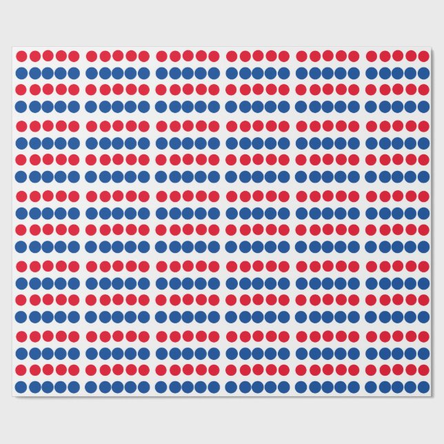 Red Blue White Custom Colours Patriotic Patterns Wrapping Paper (Seam)