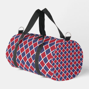 Red Blue White Harlequin Diamond Chequered Small Duffle Bag