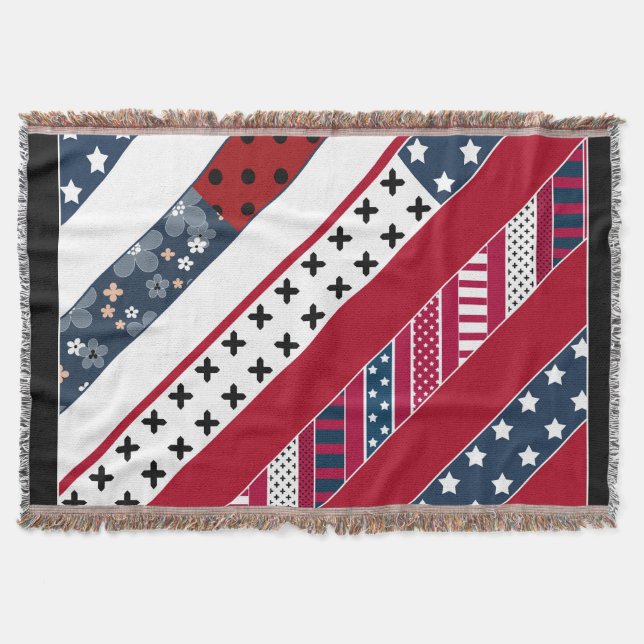 Red blue white national Patriotic background . Throw Blanket (Front)