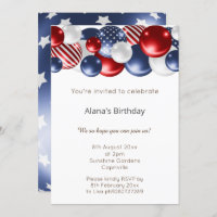 RED BLUE WHITE PATRIOTIC BALLOON 2 BIRTHDAY