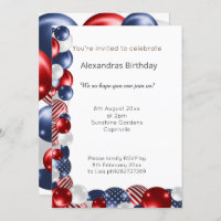RED BLUE WHITE PATRIOTIC BALLOON 2 BIRTHDAY
