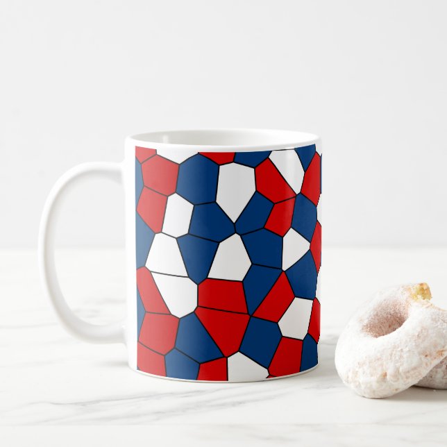 Red Blue White Pattern Coffee Mug (With Donut)