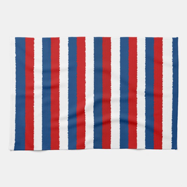 Red Blue White Pattern Tea Towel (Horizontal)
