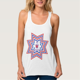 Red, Blue, White Star American Slogan Singlet