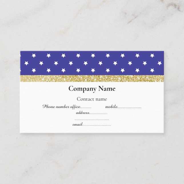 RED BLUE WHITE STAR BOW BUSINESS CARD GOLD (Front)